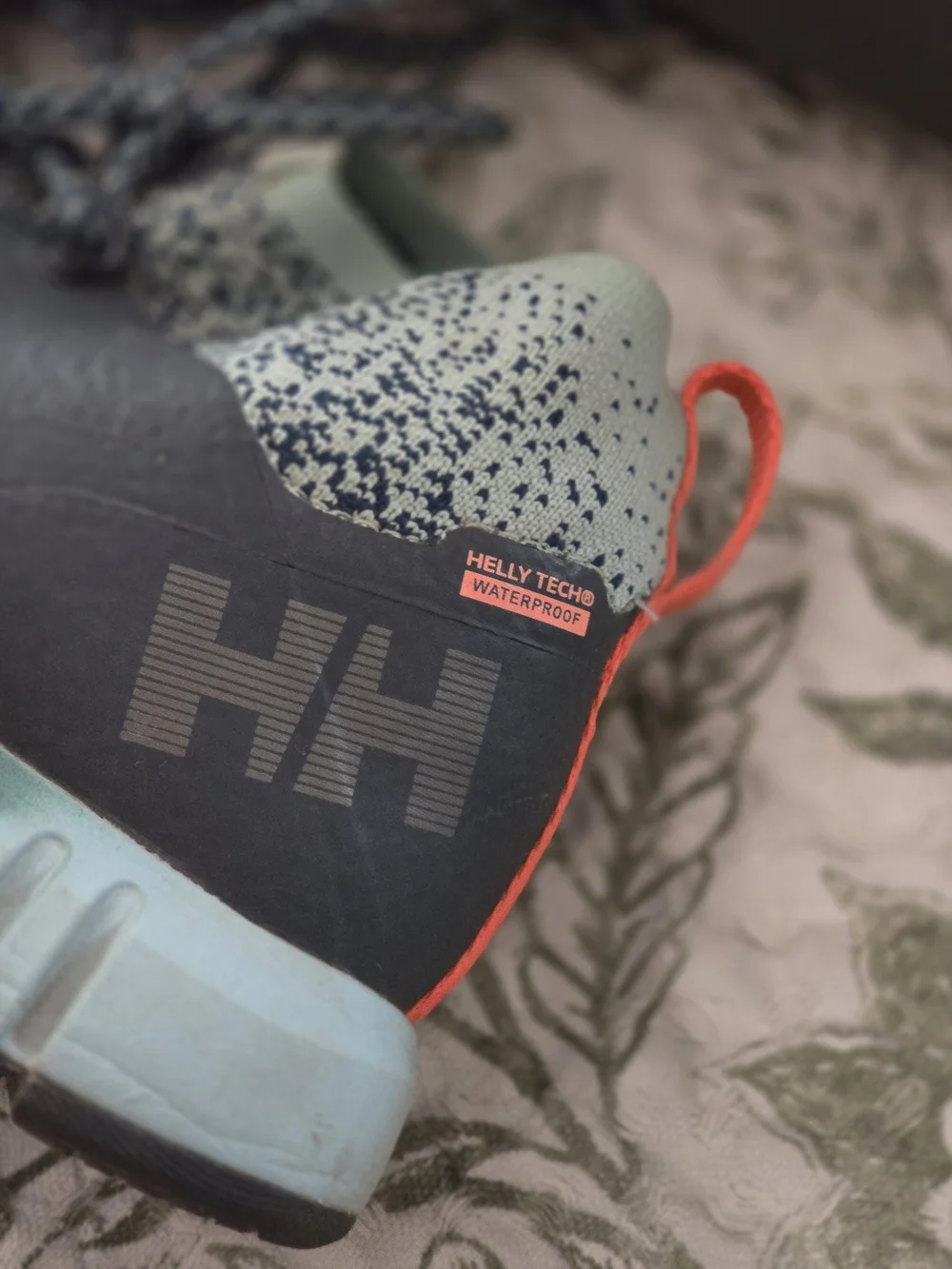 Womens 8.5HellyHansen GrayAthletic Sneakers with Mint Soles and Orange Pull Tabs